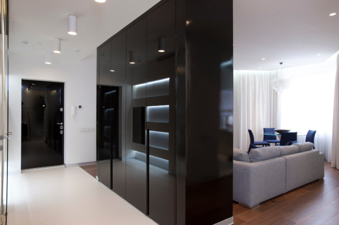 garderobe in het interieur van de gang in een moderne stijl