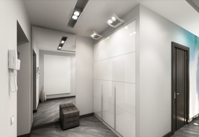 garderobe in het interieur van de gang in de stijl van minimalisme