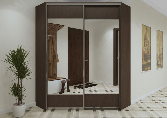 trapeziumvormige kledingkast in het interieur van de gang