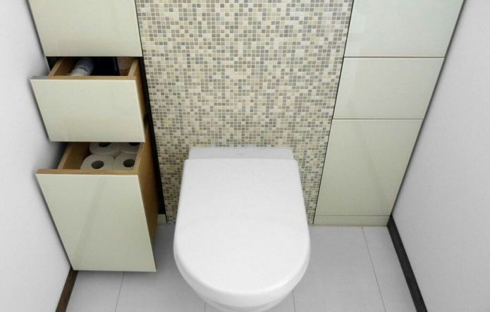 uittrekbare kast in het toiletinterieur
