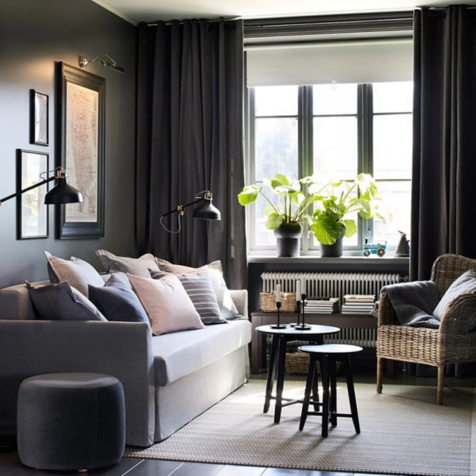 Donkere Ikea woonkamer