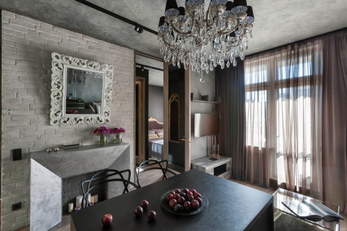 Bruine organza in de woonkamer