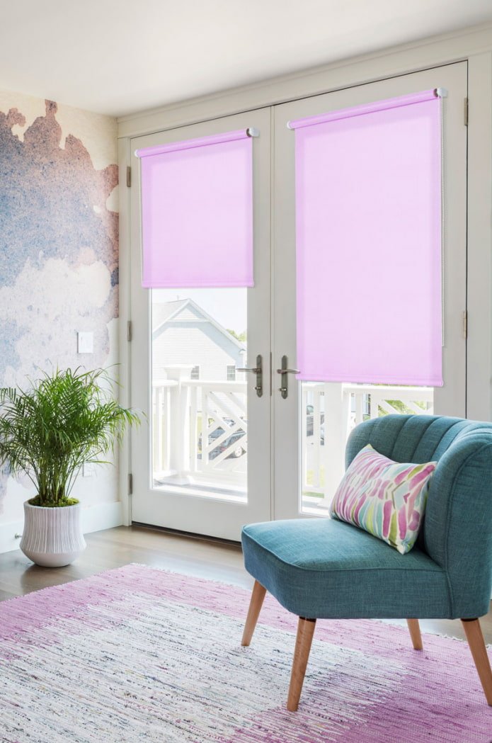 rolgordijnen aan de deur in het interieur