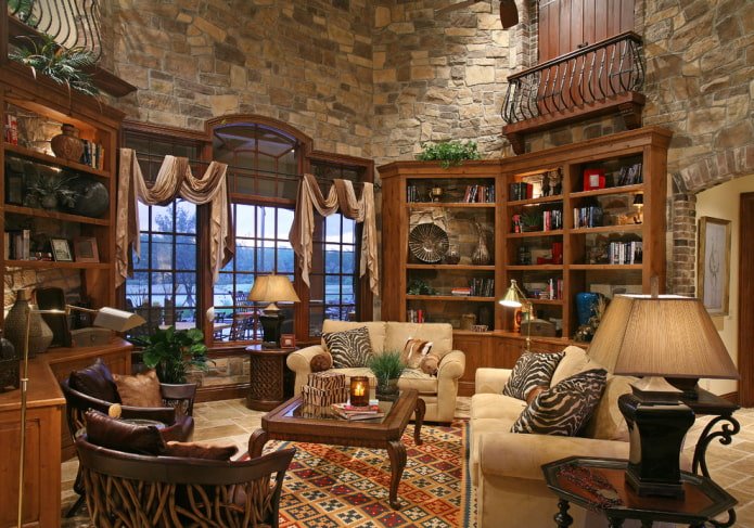 lambrequin met plaids in het interieur