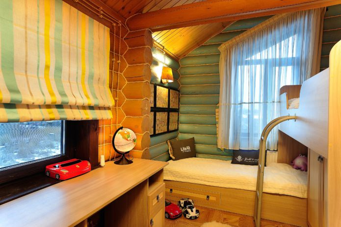 kinderkamer in een houten huis