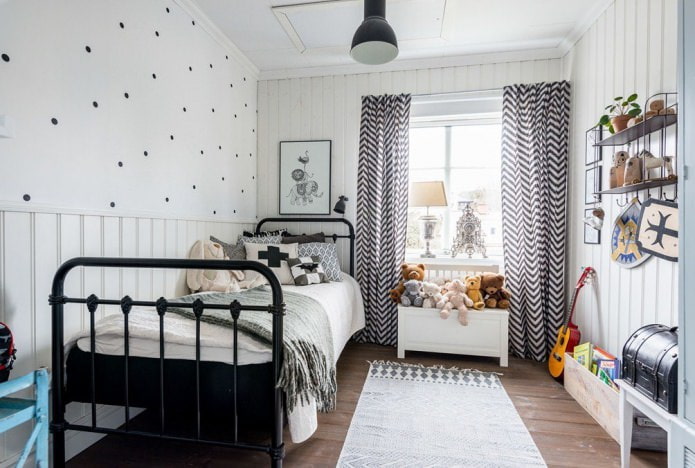 Gordijnen in Scandinavische stijl met patroon voor een kinderkamer