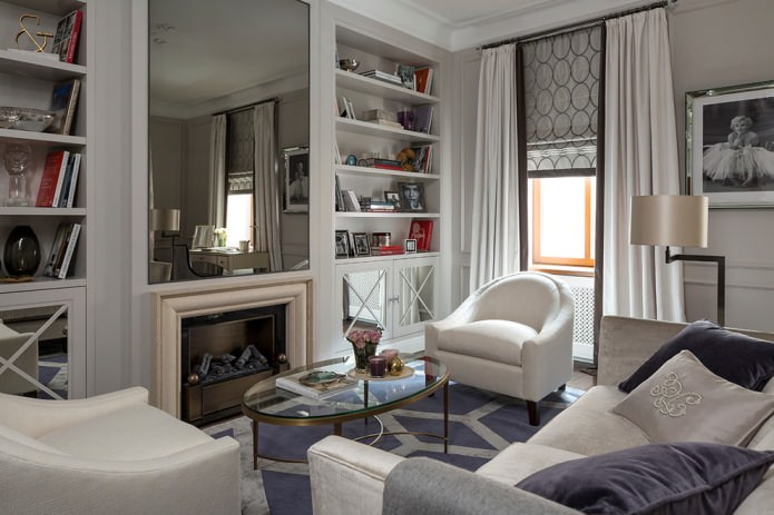 klassieke gordijnen gecombineerd met vouwgordijnen