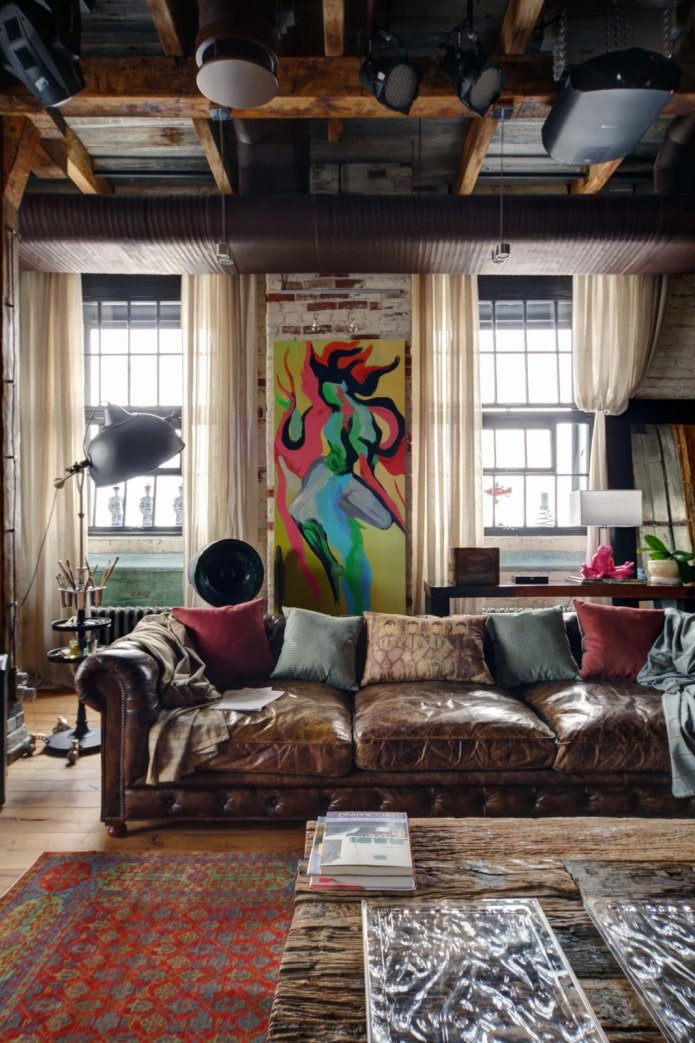 loft woonkamer gordijnen