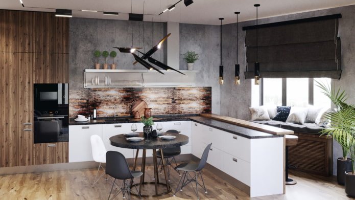 combinatie van gordijnen met behang in het interieur 