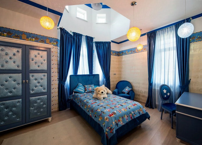 kinderkamerontwerp in blauwtinten