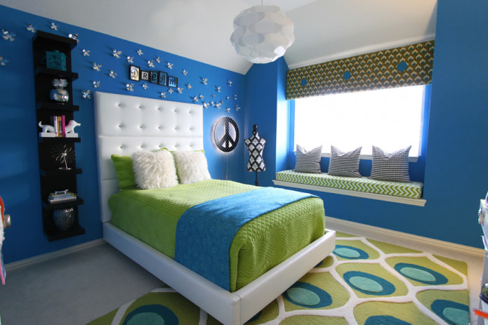 Blauwgroen interieur