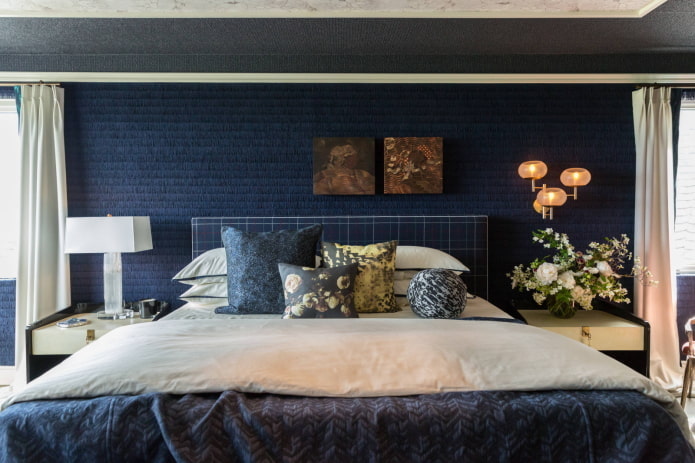 Slaapkamer in donkerblauw