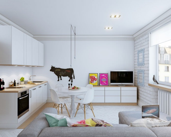 Interieurontwerp van een klein appartement van 24 m?.