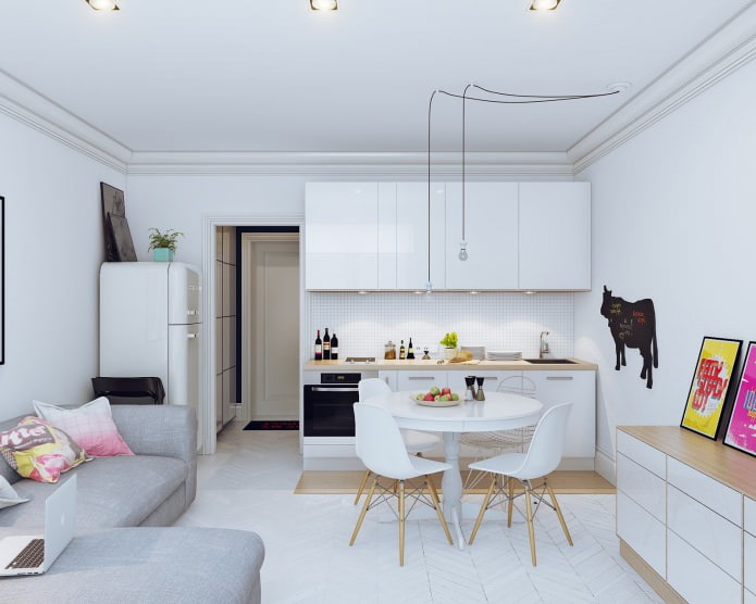 Interieurontwerp van een klein appartement van 24 m?.