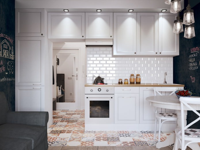 keukenhoek in het interieur van een studio-appartement