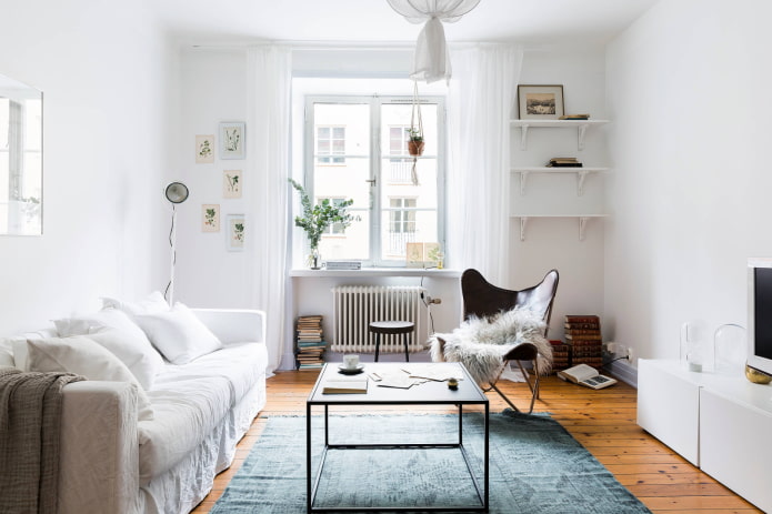 Woonkamer in Scandinavische stijl