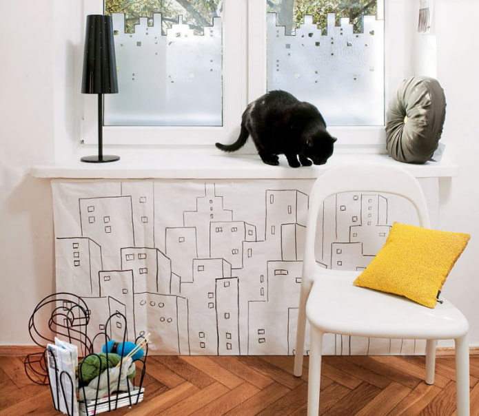 Stof om radiator te maskeren