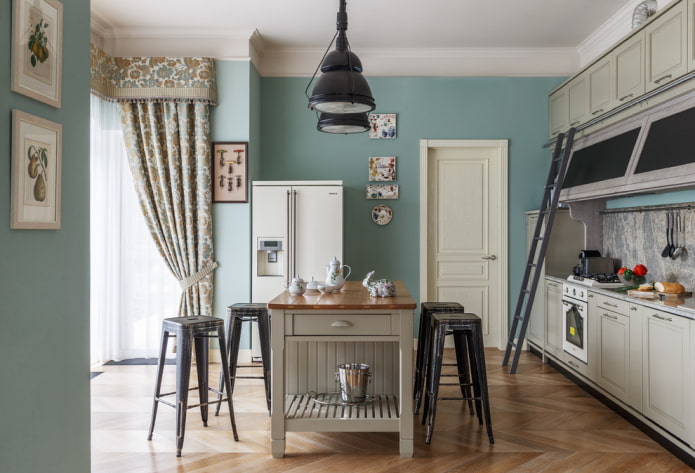 combinatie van deurkleur met vloer en meubels in het interieur