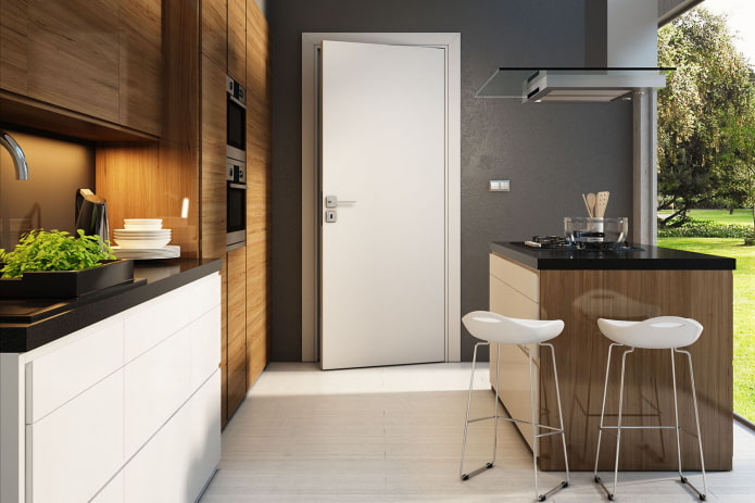 combinatie van deurkleur met muren en vloeren in het interieur