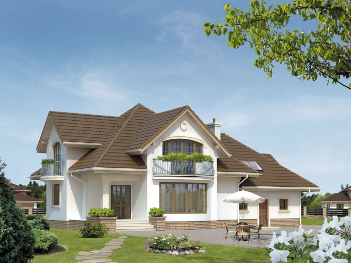 wit huis met een lichtbruin dak