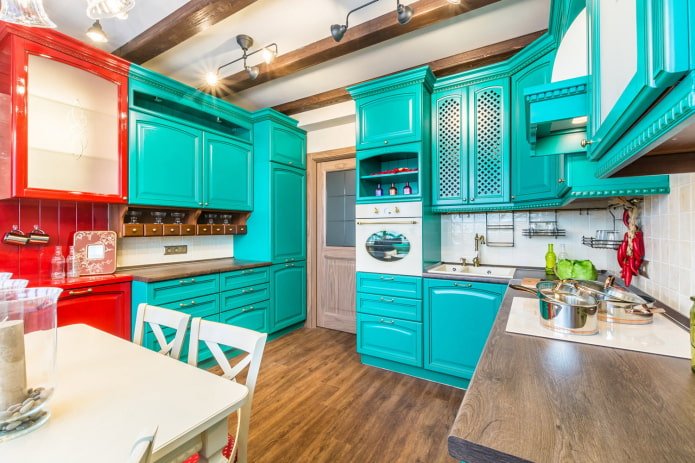 helder turquoise keuken
