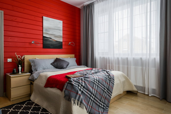 Scharlakenrood, beige en grijs