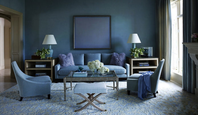 blauw monochroom interieur
