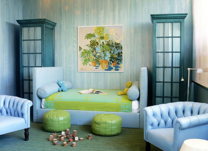 een combinatie van blauw en groen