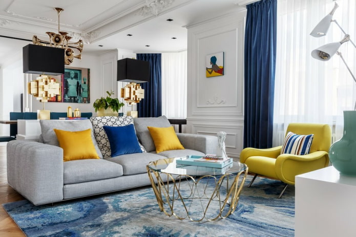 combinatie van blauw en geel