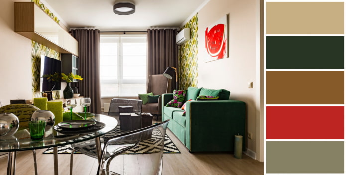 Woonkamer in rijke tinten