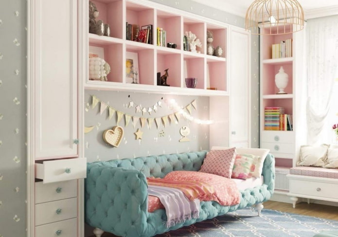 bank met koetskoppeling in het interieur