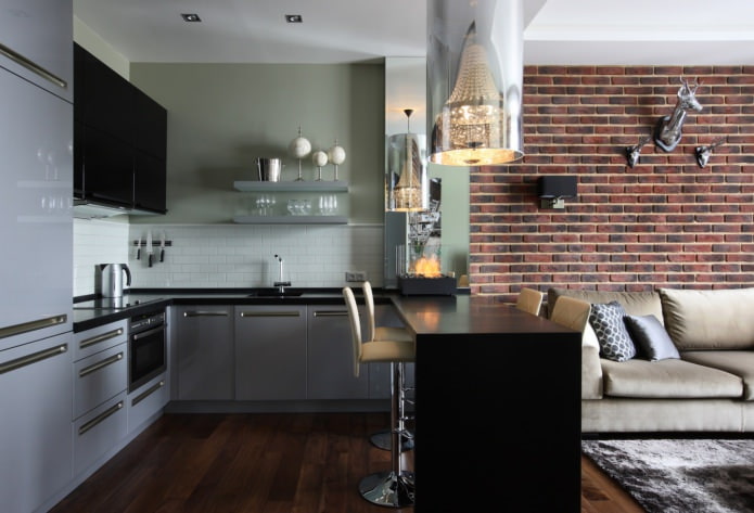 Bar tussen de keuken en de woonkamer