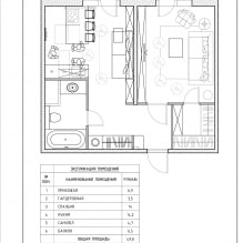 Modern ontwerp van een eenkamerappartement van 43 m? door Geometrium-2 studio