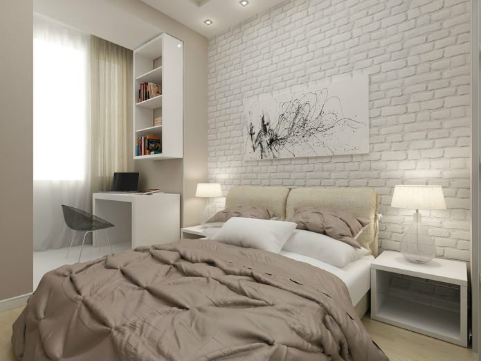 ontwerp van een slaapkamer in een eenkamerappartement van 45 m?.