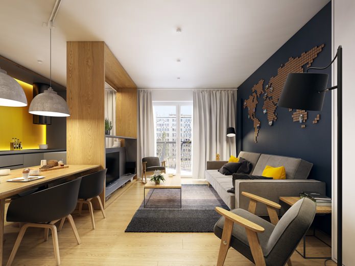 ontwerp project van een keuken-woonkamer