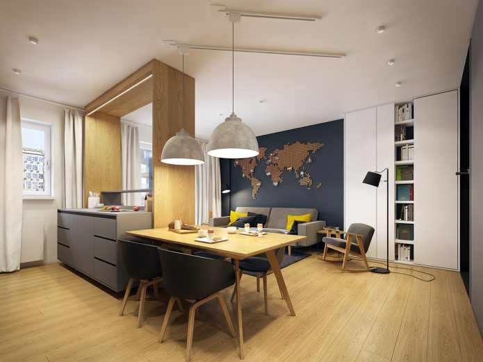 Ontwerp van een woonkeuken in een appartement