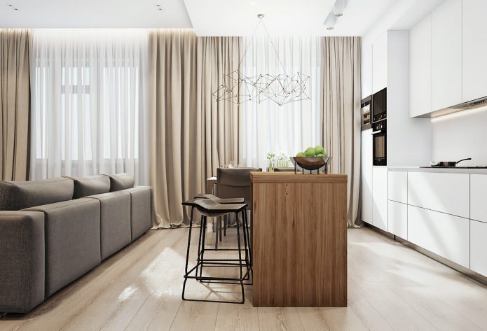 Interieur van een woonkeuken in moderne stijl