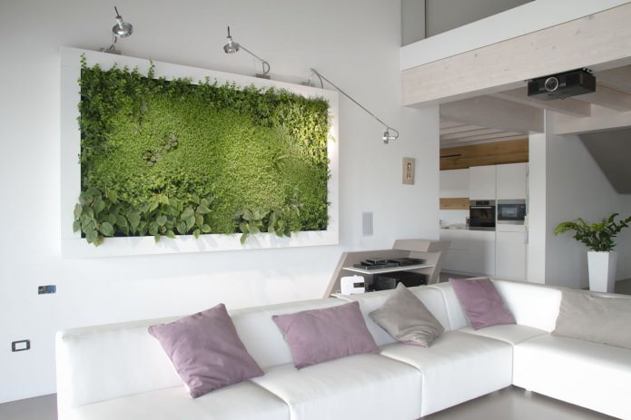 Woonkamerinterieur in ecostijl