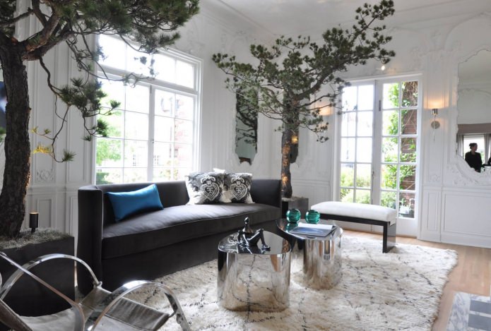 Woonkamerinterieur in ecostijl