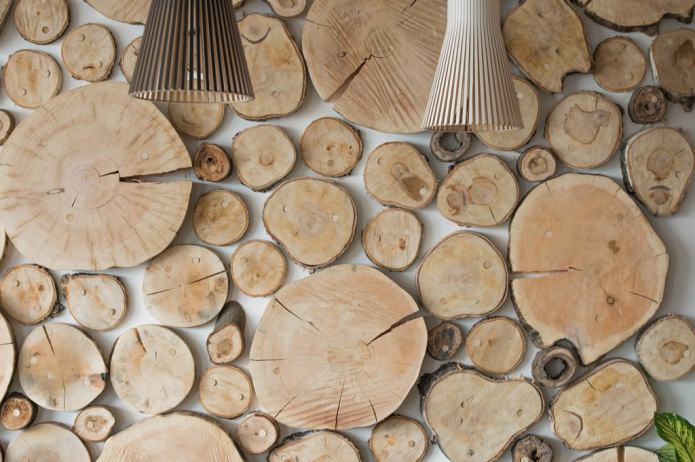 eco-stijl wanddecoratie met inkepingen