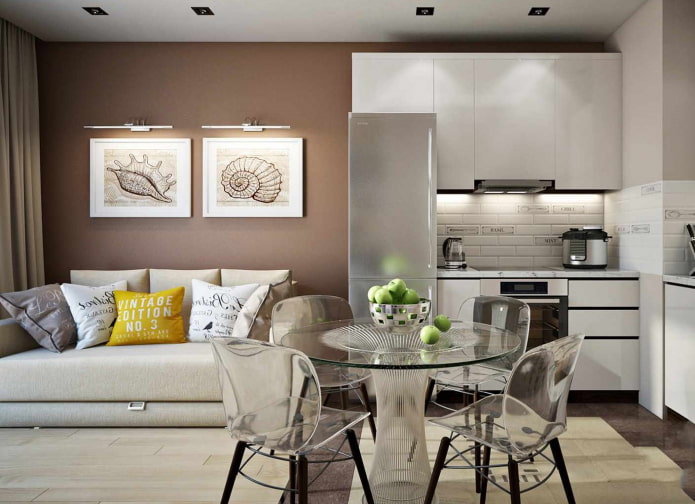 slaapbank in het keukeninterieur
