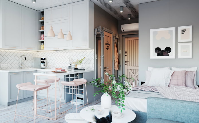 keuken-slaapkamer interieurontwerp