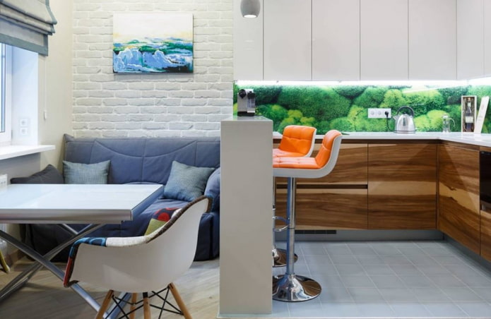 interieur van een kleine keuken-slaapkamer