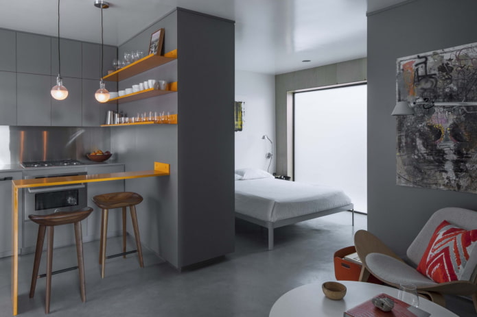 keuken-slaapkamer interieurontwerp