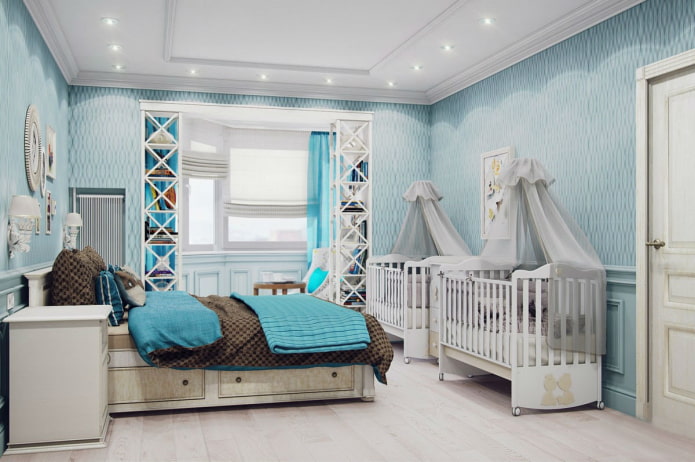 kinderhoek in het interieur van de ouderlijke slaapkamer