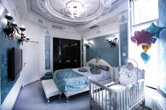 ouderruimte in een slaapkamer gecombineerd met een kinderkamer