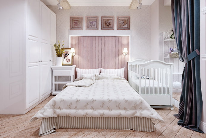 oudersruimte in een slaapkamer gecombineerd met een kinderkamer