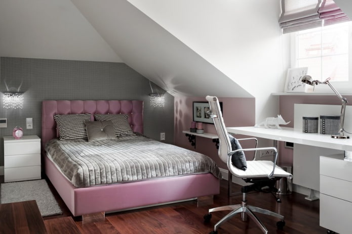 interieur van een zolderkamer voor een meisje