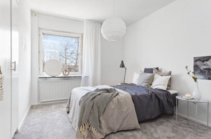 Witte en grijze slaapkamer