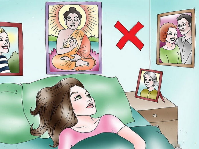 foto's in de slaapkamer volgens Feng Shui